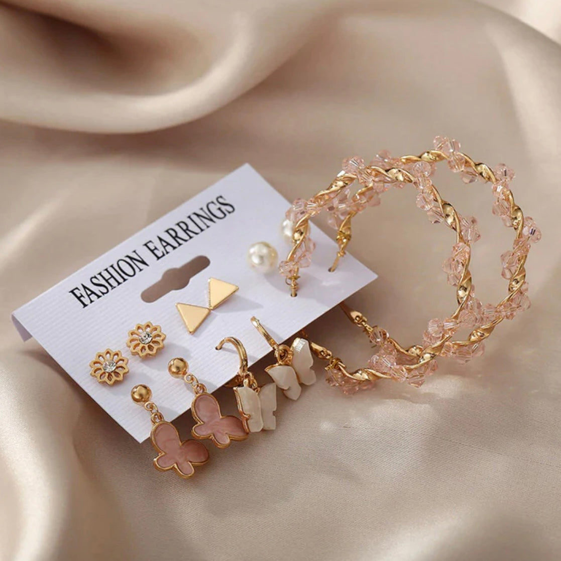 Pink and Golden Earrings combo 1 (6pair)