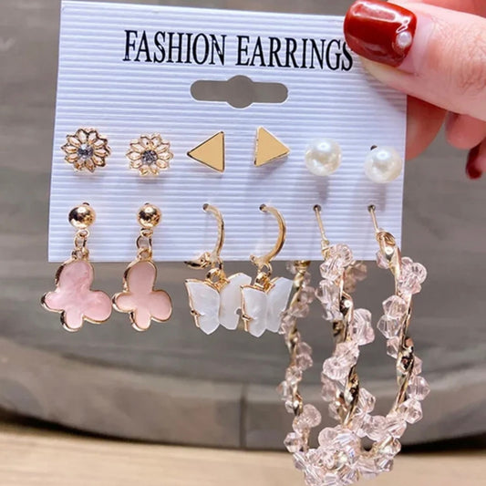 Pink and Golden Earrings combo 1 (6pair)