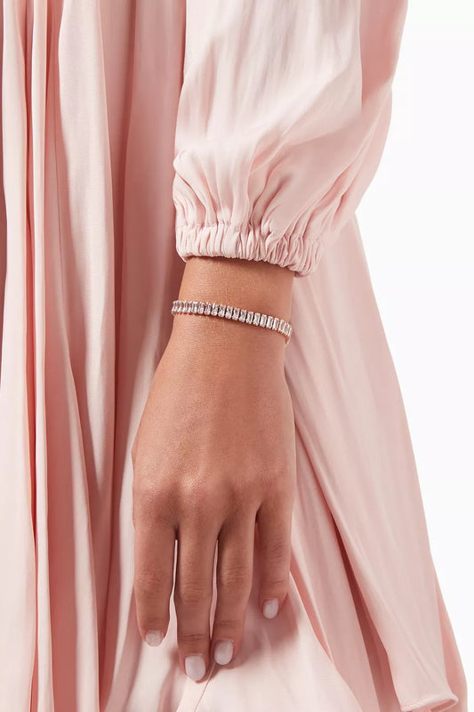 Rose Gold Minimal Bracelet with American Diamond