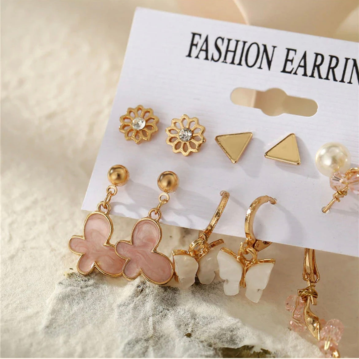 Pink and Golden Earrings combo 1 (6pair)