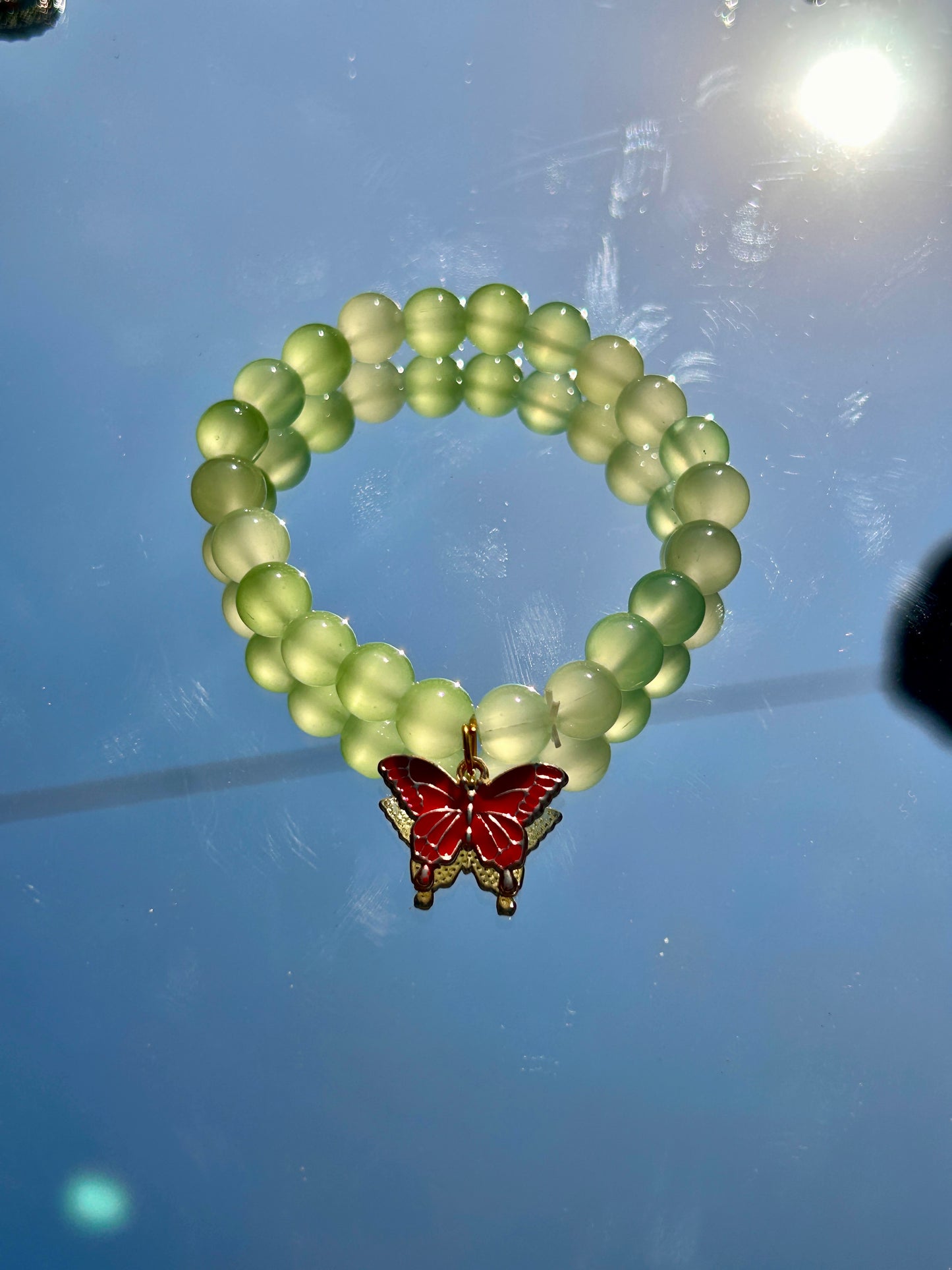 Colourful beads bracelet | Butterfly charm