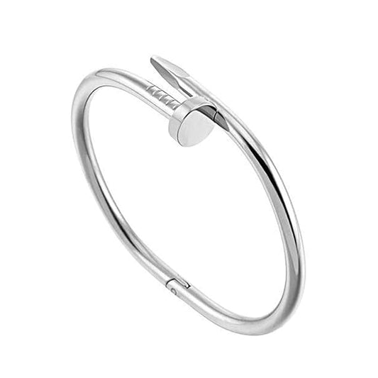 Silver Plated Stainless Steel Anti Tarnish Nail Bracelet