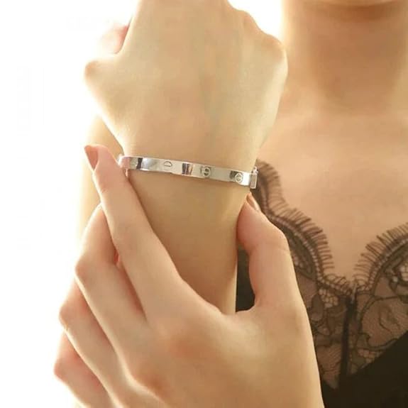 Silver-Toned Sleek Love Band