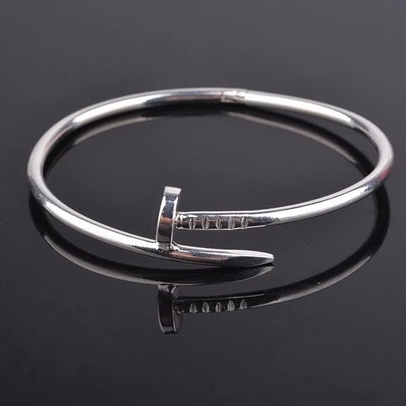 Silver Plated Stainless Steel Anti Tarnish Nail Bracelet