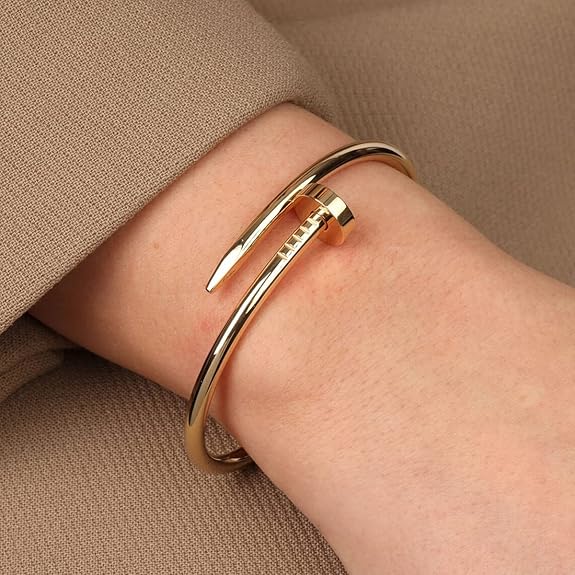 Silver Plated Stainless Steel Anti Tarnish Nail Bracelet