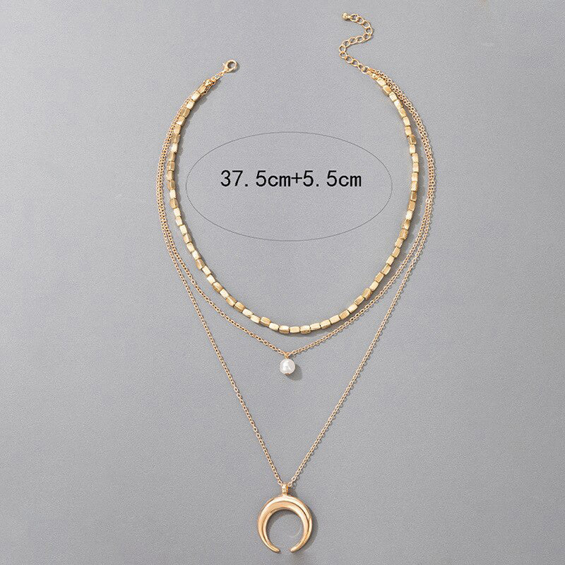 3 Layer moon necklace
