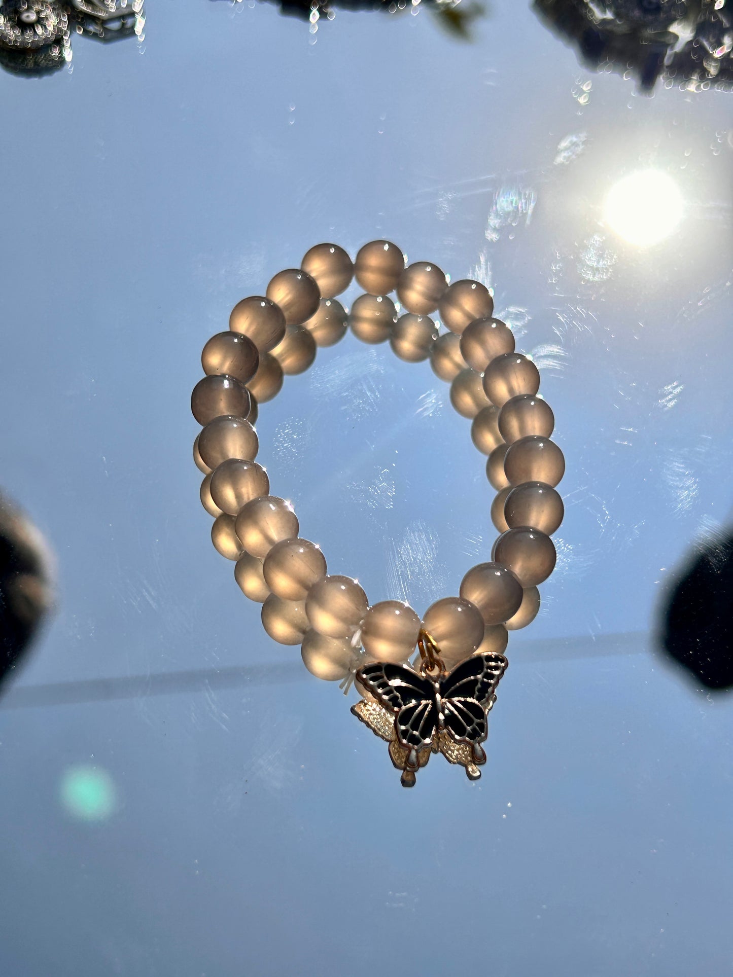 Colourful beads bracelet | Butterfly charm