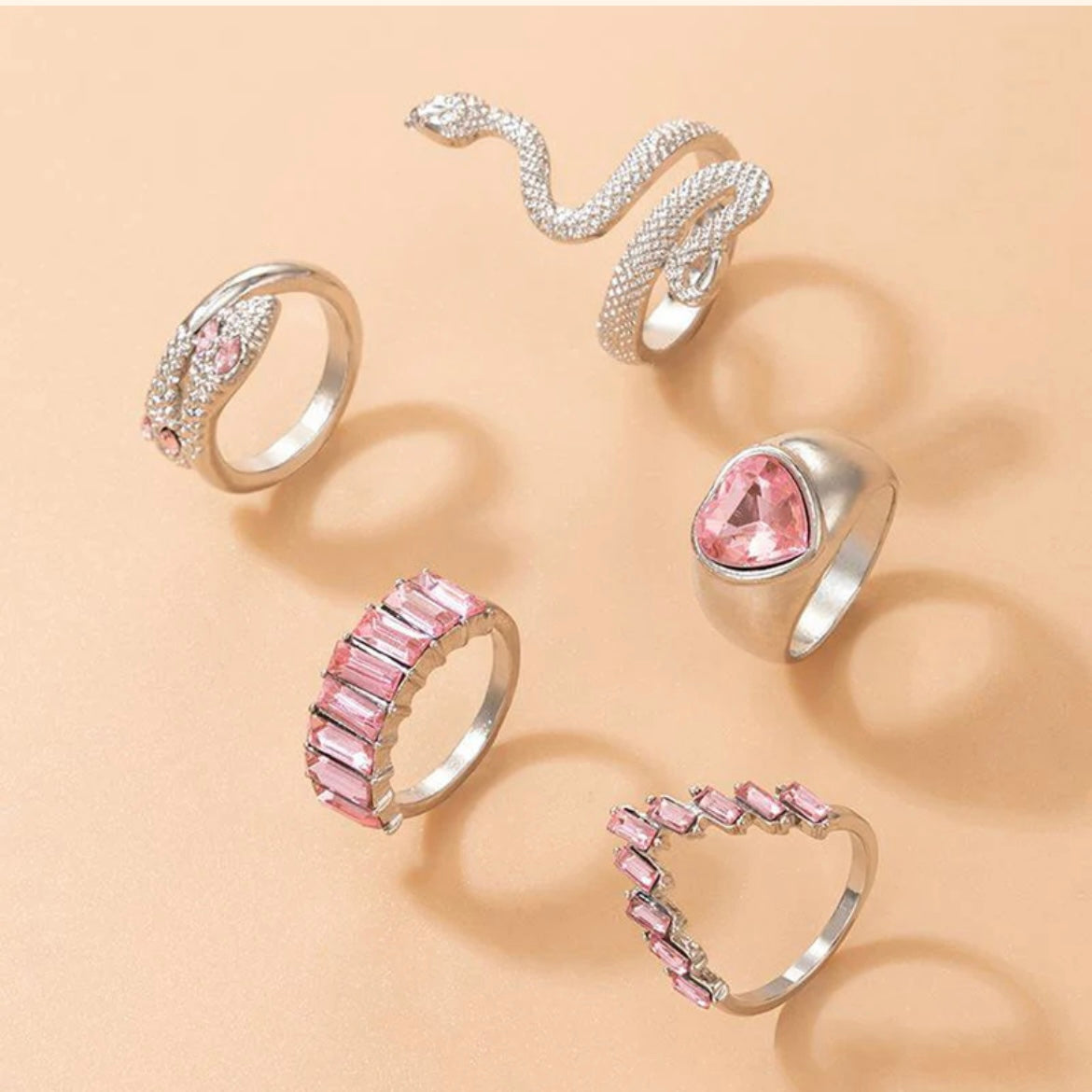 Pink emerald rings combo (5 Rings)