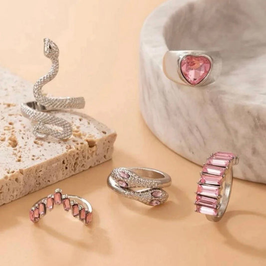 Pink emerald rings combo (5 Rings)