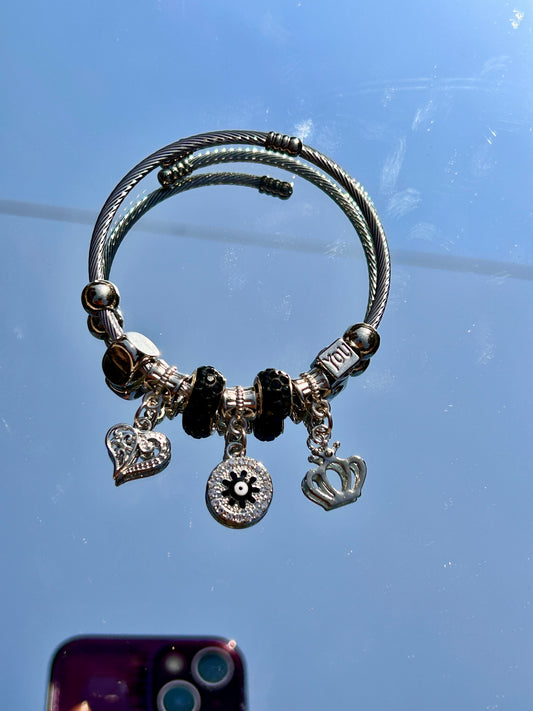 Silver charm colourful bracelet | Bangles