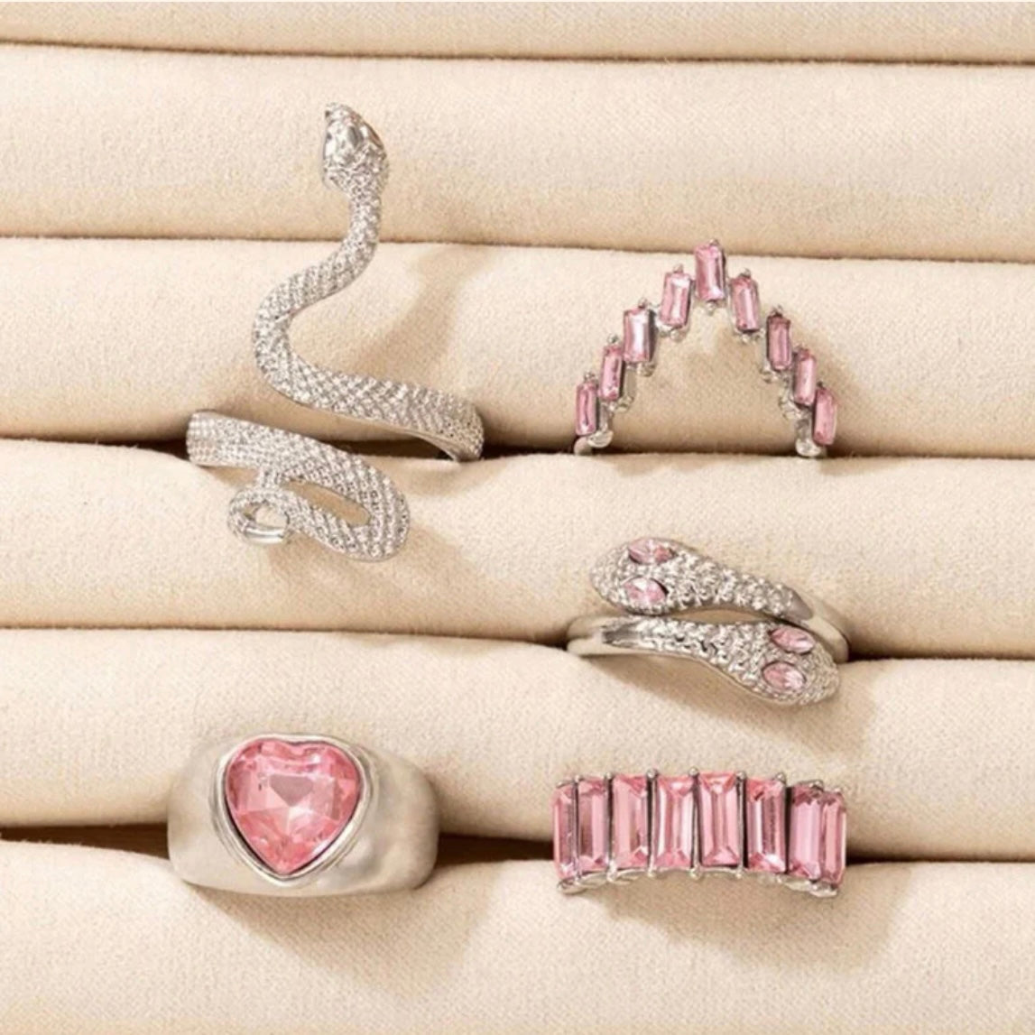 Pink emerald rings combo (5 Rings)