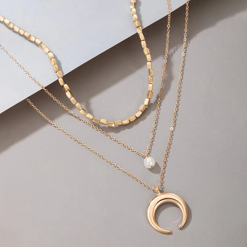 3 Layer moon necklace