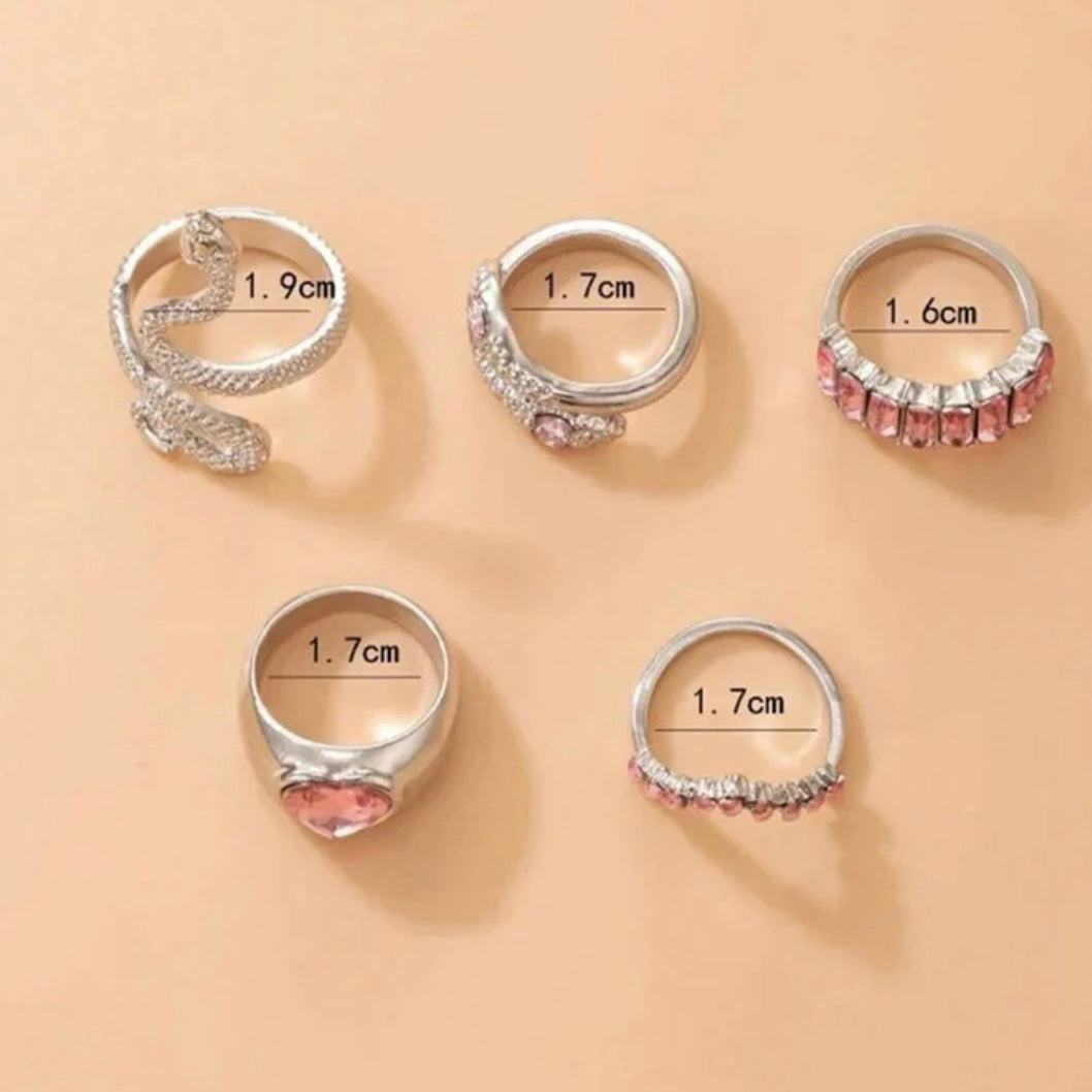Pink emerald rings combo (5 Rings)