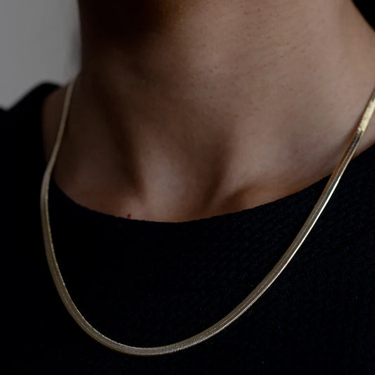 Gold Flat Snake Chain Necklace