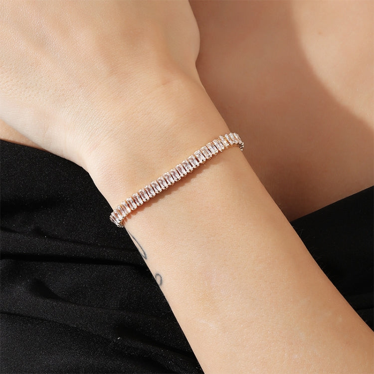 Rose Gold Minimal Bracelet with American Diamond