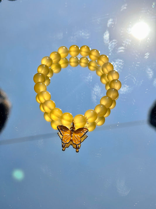 Colourful beads bracelet | Butterfly charm