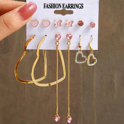 Pink and Golden Earrings combo 2 (6pair)