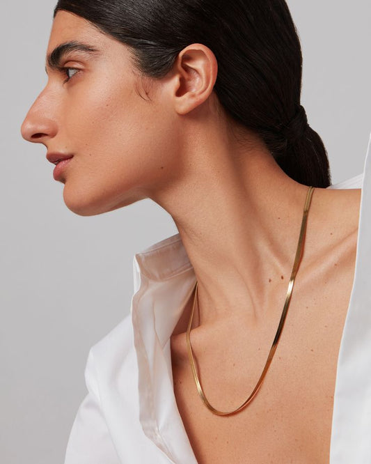 Gold Flat Snake Chain Necklace