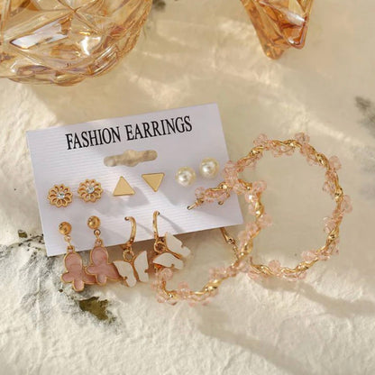 Pink and Golden Earrings combo 1 (6pair)