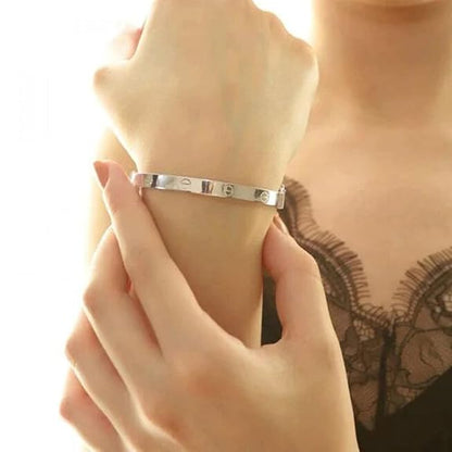 Silver-Toned Sleek Love Band