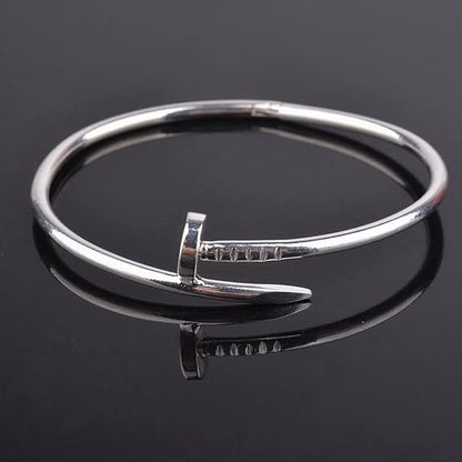 Silver Plated Stainless Steel Anti Tarnish Nail Bracelet