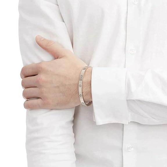 Silver-Toned Sleek Love Band