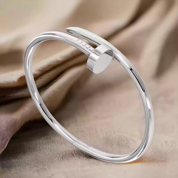 Silver Plated Stainless Steel Anti Tarnish Nail Bracelet