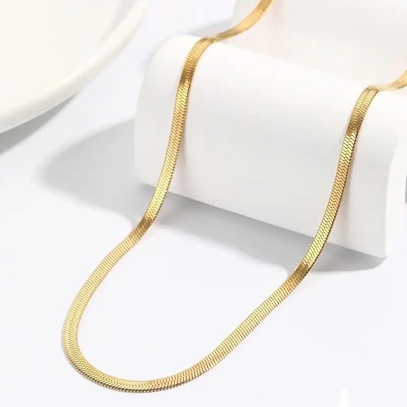 Gold Flat Snake Chain Necklace