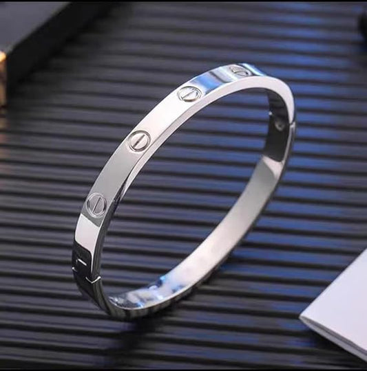 Silver-Toned Sleek Love Band