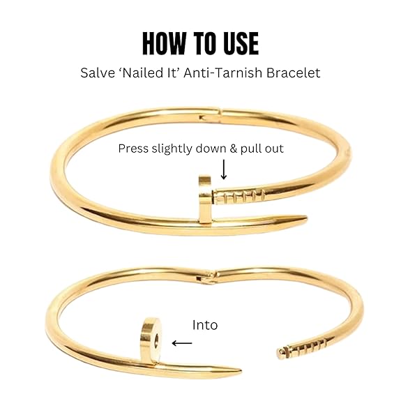 Gold Plated Stainless Steel Anti Tarnish Nail Bracelet