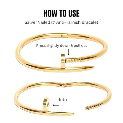 Gold Plated Stainless Steel Anti Tarnish Nail Bracelet