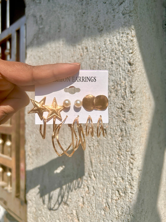 Golden Earrings combo 001 (6pair)