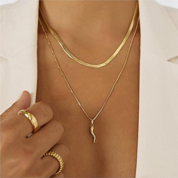 Gold Flat Snake Chain Necklace