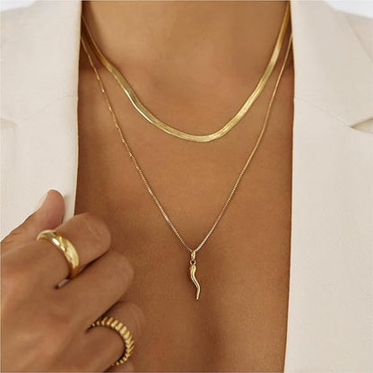 Gold Flat Snake Chain Necklace