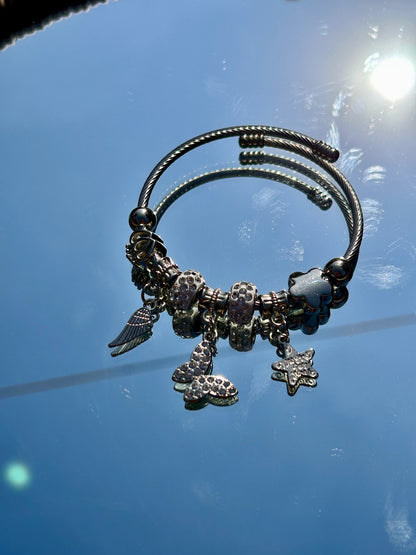 Silver charm colourful bracelet | Bangles