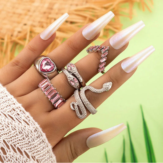Pink emerald rings combo (5 Rings)
