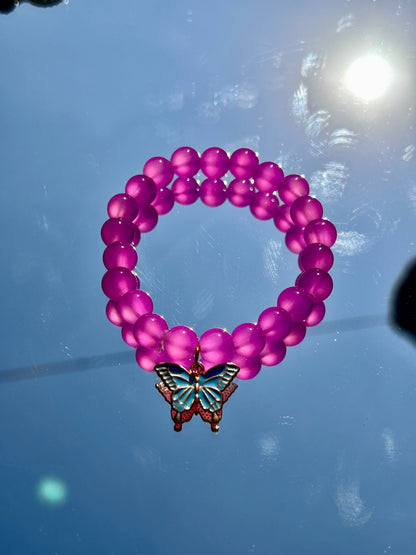 Colourful beads bracelet | Butterfly charm