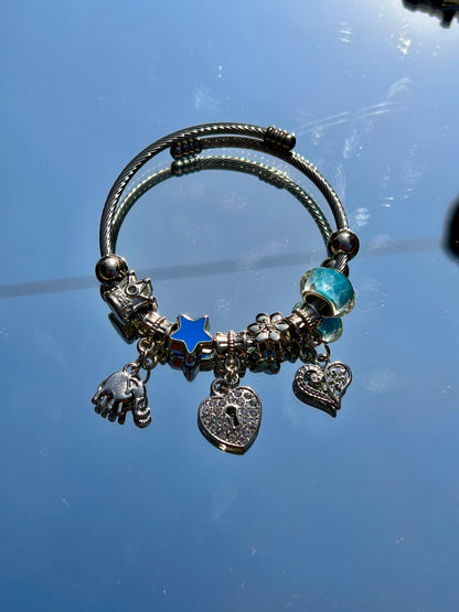 Silver charm colourful bracelet | Bangles