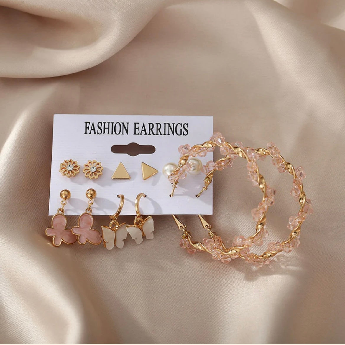 Pink and Golden Earrings combo 1 (6pair)