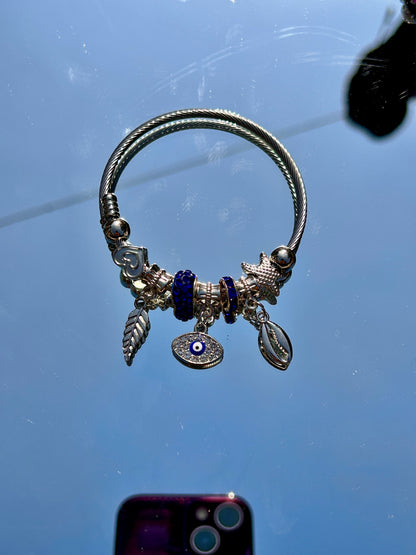 Silver charm colourful bracelet | Bangles