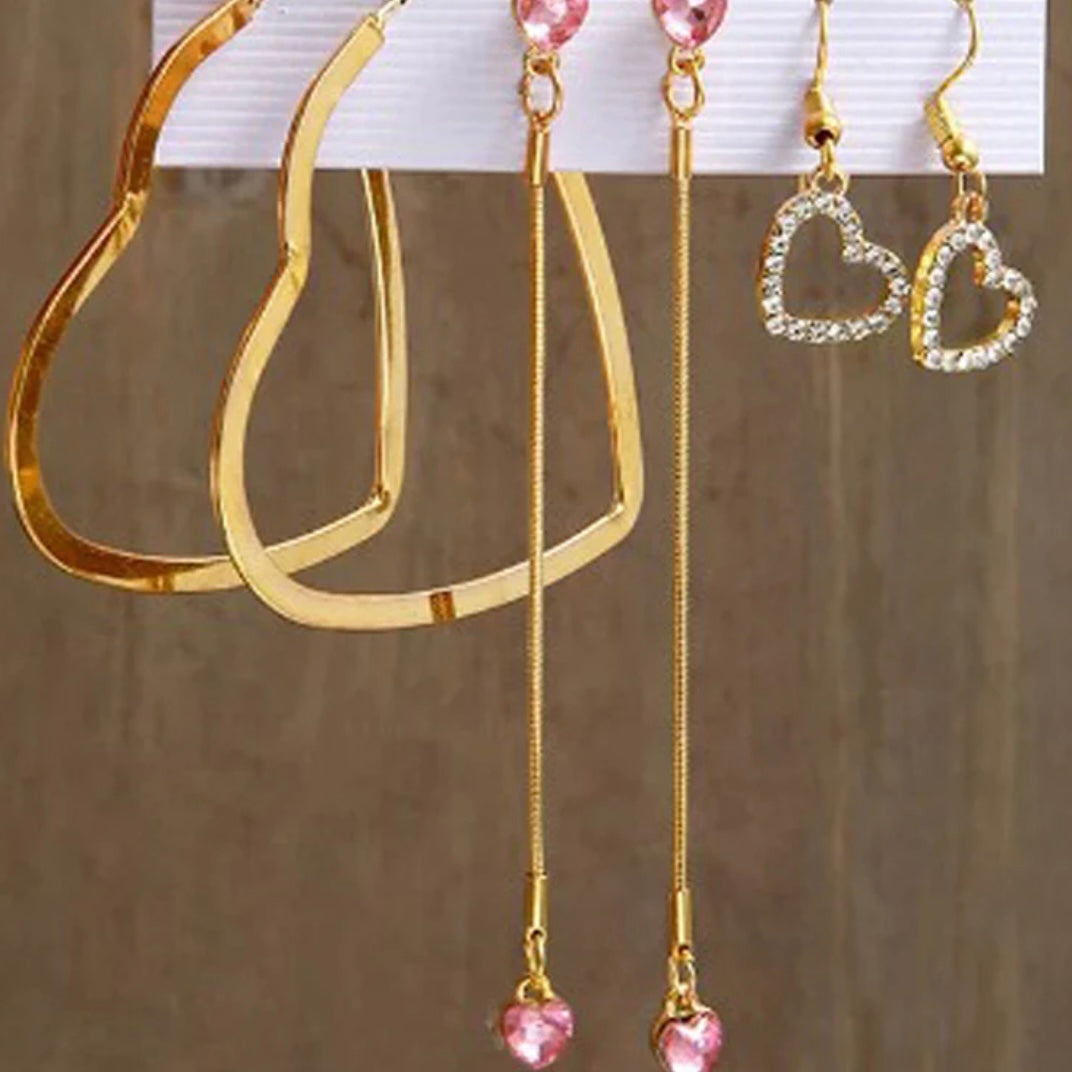 Pink and Golden Earrings combo 2 (6pair)