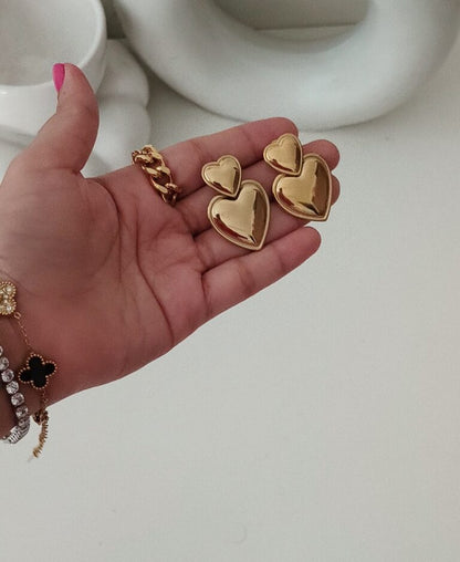 Dual Heart Earrings For Her