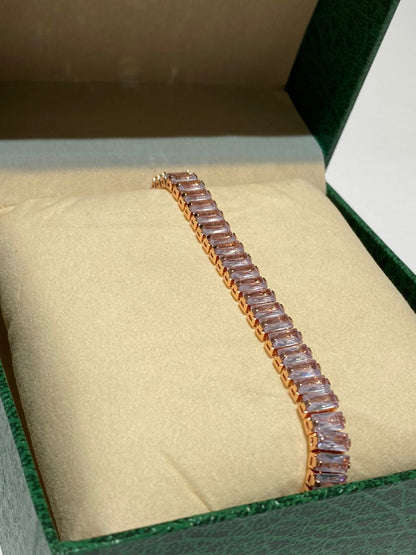 Rose Gold Minimal Bracelet with American Diamond