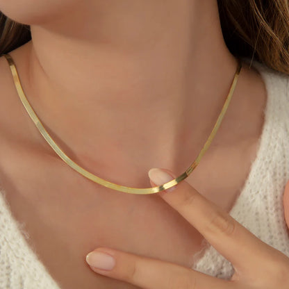 Gold Flat Snake Chain Necklace